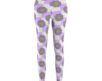 Leggings femme vintage floral violet