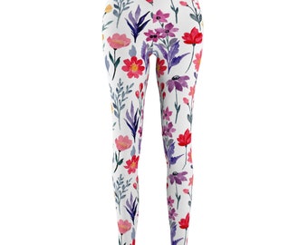 Leggings femme vintage floral rouge