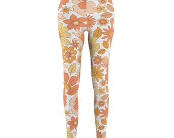 Leggings da donna vintage floreali gialli