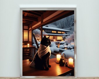The Midnight Samurai: A Black Ninja Cat's Japanese Onsen Adventure - Digital Download