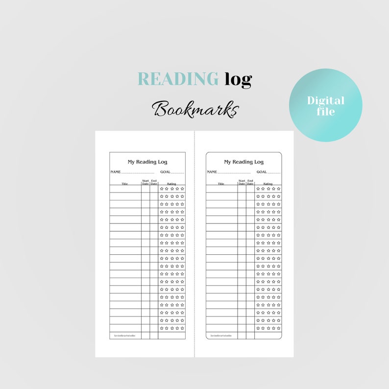 Digital Print Bookmark, Printable Reading Tracker, Library Card ...