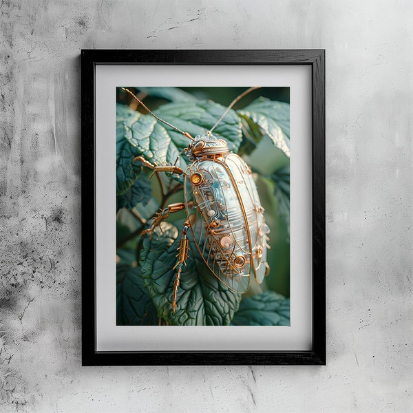 Vintage Beetles Print, Bug art, insect art, insect portrait, unique art, bug print, mini beast, insects portrait, Mechanical Insect HD-4