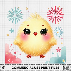 Cute Chick Clipart PNG, Baby Chicken Art, Easter Chicken PNG, Nursery Clipart, Animal Design, Chick Sublimation