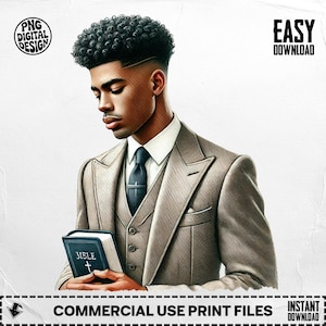 African American Man PNG: Bible Clipart, Christian Art (Digital Download)