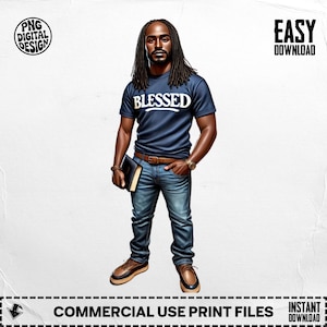 Black Christian Man PNG: Bible Clipart (Digital Download, 4096x4096px)