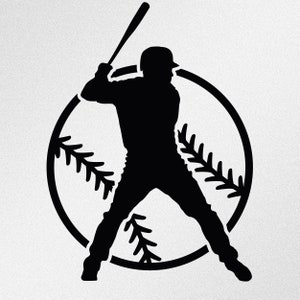 Baseball Player Ball Contour Car Laptop Motorbike Vinyl Decal Sticker