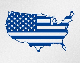 American Map Flag, USA, United States of America, Vinyl Decal Sticker