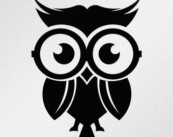 Owl With Glasses Car Window Bumper Laptop Vinyl Decal Sticker