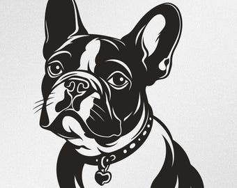French Bulldog With A Collar Vinyl Decal Sticker