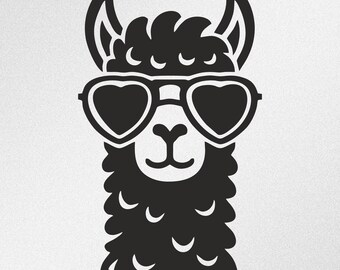 Llama Head With Heart-Shaped Sunglasses Funny Car Window Bumper Laptop Vinyl Decal Sticker