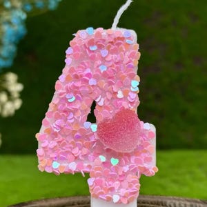 Sparkly Pink Glitter Birthday Number Candle: Keepsake Cake Topper