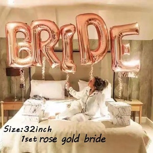 32 inch Bride in Capital Letters Foil Balloon, Bride To Be Balloon Wedding Decor, Bridal Shower Party Supply, Gold Silver and Rose Gold