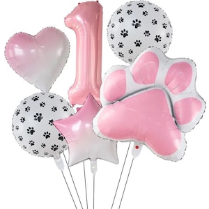 Pink Paw Print Balloon Set: Dog Birthday Party Decorations