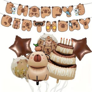 Capybara Birthday Balloon Set: Anime Party Decorations with Banner
