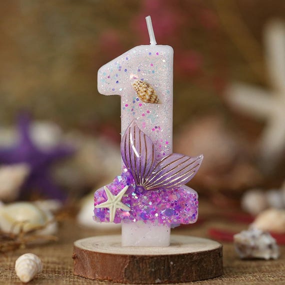 thumbnail image 2 of PHD CAKE Number 5 Mermaid Glitter Birthday Candles - 3 Inch Large Mermaid Themed Cake Candles 2 of 13