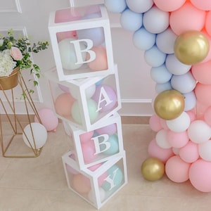 BABY Balloon Boxes: Neutral Baby Shower Decorations
