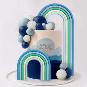 Rainbow Cake Topper Birthday 2pcs Colorful Cake Decorations for Wedding Baby Shower Girls Boys Birthday Party Supplies