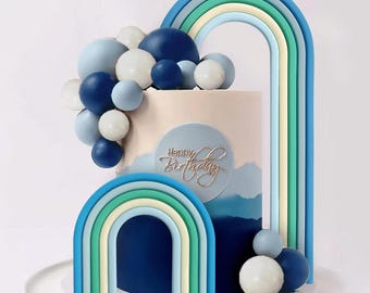 Rainbow Cake Topper: Colorful Birthday Party Decorations (2pcs)
