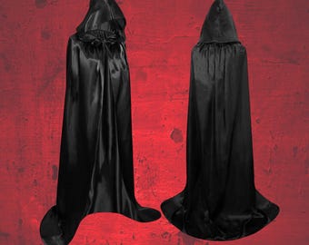 Black Hooded Cloak, Renaissance & Medieval Vampire Cape for Halloween Costume Party