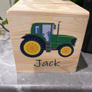 Personalized Wooden Truck Piggy Bank | Custom Name Tractor Coin Bank | Kids Birthday Gift & Nursery Decor, Wooden Tractor Coin Box