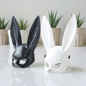 Black and White Bunny Mask Long Ears, Cosplay Masquerade