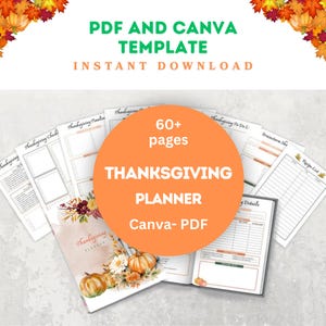 Thanksgiving Planner, Canva and PDF Instant Download