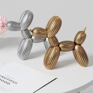 Balloon Dog Statue Home Decor, Dog Model Disco Ball Figurine, Modern Checkerboard Dog Statue Desktop Toy Dog Gold Statue Animal Figurine