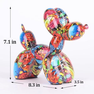 Graffiti Colorful Balloon Dog Statue Home Decor Dog Model Sculpture College Dorm Room Accent For Art Class