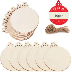 DIY Christmas Ornament Blanks, Unfinished Wood Rounds Craft Project Set of 10 and 20