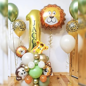 36 pcs, Wild Safari Birthday Party Decoration, Jungle Animal Safari Balloon Kit Birthday Baby Shower