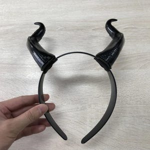 Halloween schwarze Königin Dämon Hörner Kopfschmuck, Hexe Antilope Teufel Cosplay Stirnband, schwarze Hexe Teufel Hörner