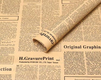 Vintage Newspaper Gift Wrap, Black and White Christmas Wrapping Supply