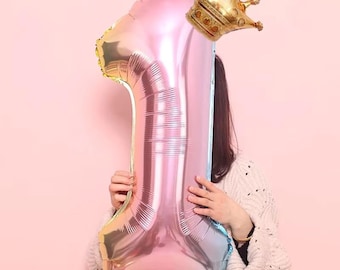 PartyDeco Folienballon Nummer 1 In Rosa – Ca. 86 Cm Groß, Für Helium Oder Luft, 1. Geburtstag & Feiern