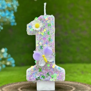 Birthday Cake Purple Candle Butterfly Colorful Theme Candle Cake Topper DIY Decoration