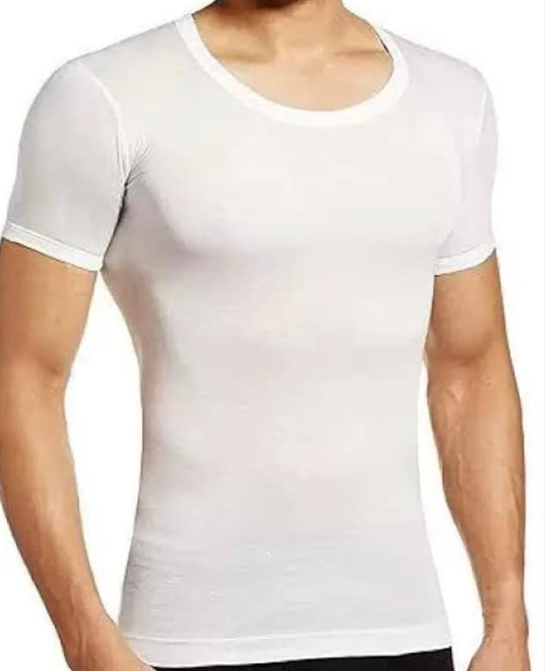 Mens Undershirt Wide Round Neck No Show Under Shirt Etsy