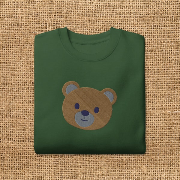 Cozy Embroidered Teddy Bear Sweatshirt - Handmade Unique Soft Textured Design / Bear design sweater / Teddy embroidered sweatshirt