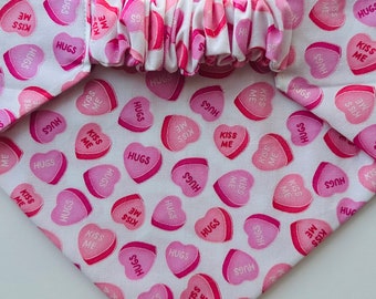 Candy Hearts • Dog Scrunchie Bandana