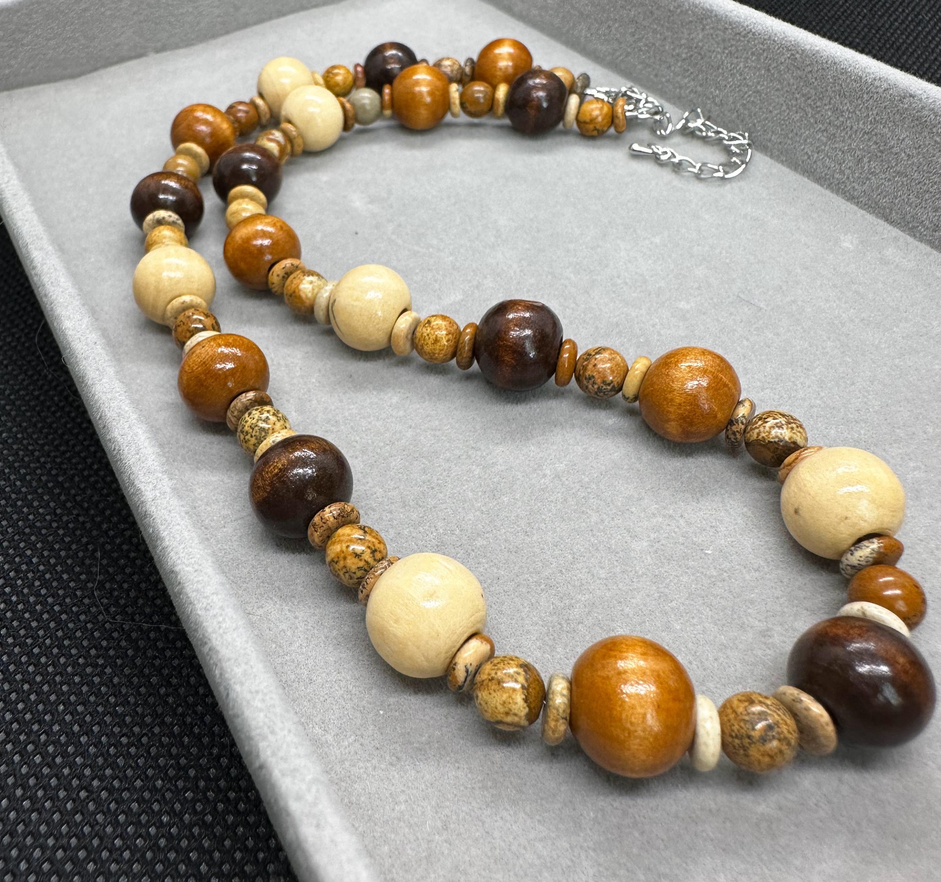 Wood and Gold Beaded Necklace main image 1