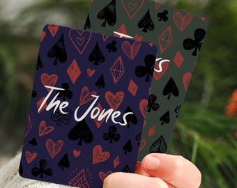 Personalized Hand Drawn Card Suits Playing Cards Custom Poker Monogram Deck Artistic Unique Design Gift for Him Her Game Night Luxury Deck