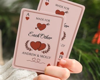 Personalized Wedding Playing Cards Custom Poker Deck Hearts Design Romantic Game Night Bridal Favor Gift for Couples Anniversary Keepsake
