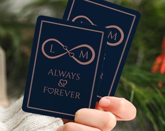 Personalized Initials Infinity Hearts Always Forever Poker Playing Cards Custom Romance Deck Wedding Gift for Couples Anniversary keepsake