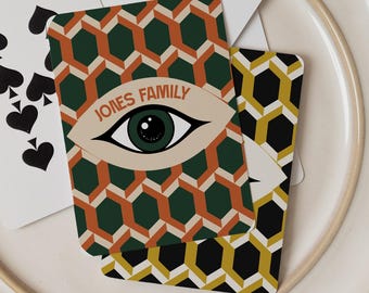 Personalized Eye Playing Cards Geometric Pattern Poker Deck Custom Playing Cards Unique Gift for Him Her Modern Minimalist Design Game Night