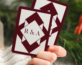 Personalized Playing Cards Geometric Pattern Luxury Custom Poker Deck Elegant Minimalist Design Premium Wedding Gift for Him Her Keepsake