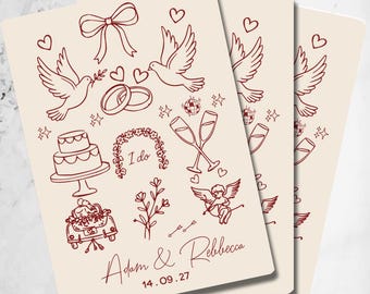 Custom Wedding Playing Cards Personalized Save the Date Favors Line Art Deck Elegant Bridal Gift Couples Monogram Game Night Keepsake Set