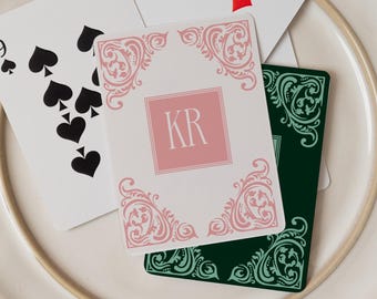Personalized Initials Name Playing Cards Deck Monogram Poker Gift Set Custom Monogram Back Elegant Casino Style Gift for Him Her Unique Deck