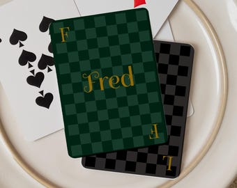 Personalized Checkered Playing Cards Deck Custom Name Poker Gift Set Classic Casino Style Customizable Gift for Him Her Game Night Unique