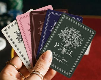 Personalized Floral Bouquet Poker Playing Cards | Wedding | couples | Custom Monogram Deck