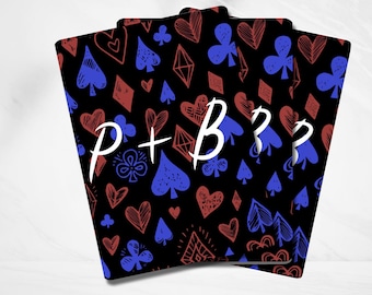 Personalized Hand Drawn Card Suits Playing Cards Custom Poker Monogram Deck Artistic Unique Design Gift for Him Her Game Night Luxury Deck
