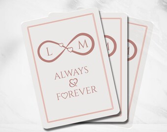 Personalized Initials Infinity Hearts Always Forever Poker Playing Cards Custom Romance Deck Wedding Gift for Couples Anniversary keepsake