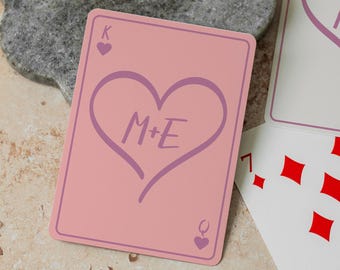 Personalized Heart Initials Poker Playing Cards Custom Romantic Deck Elegant Monogram Design Gift for Couples Wedding Anniversary Keepsake